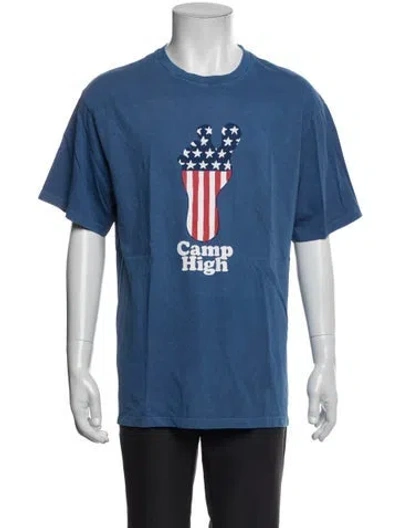 Pre-owned Camp High Graphic Print Crew Neck T-shirt In Blue