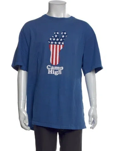 Pre-owned Camp High Graphic Print Crew Neck T-shirt In Blue