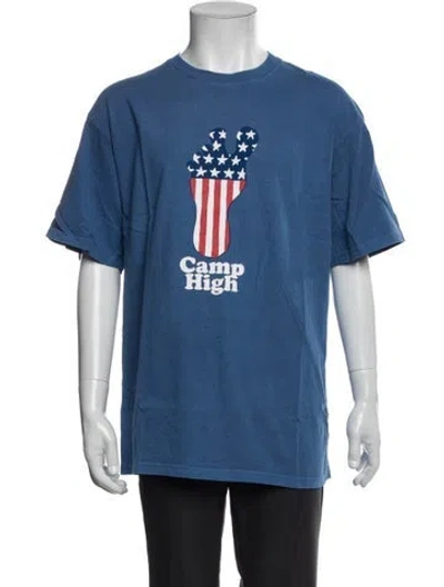 Pre-owned Camp High Graphic Print Crew Neck T-shirt In Blue