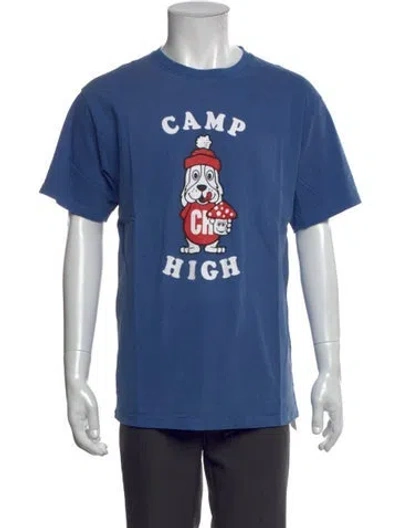 Pre-owned Camp High Graphic Print Crew Neck T-shirt In Blue