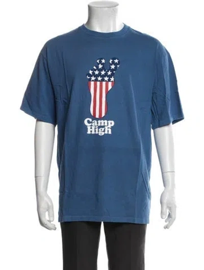 Pre-owned Camp High Graphic Print Crew Neck T-shirt In Blue