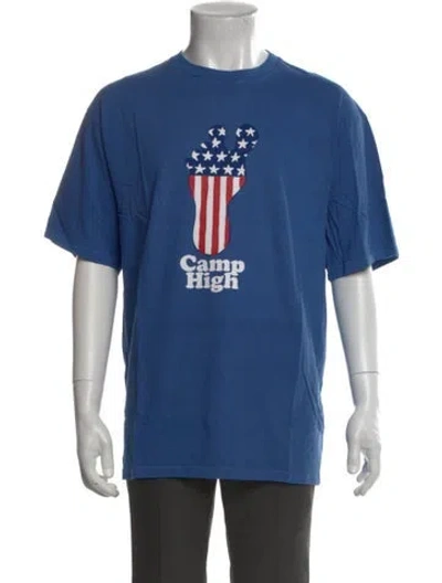 Pre-owned Camp High Graphic Print Crew Neck T-shirt In Blue