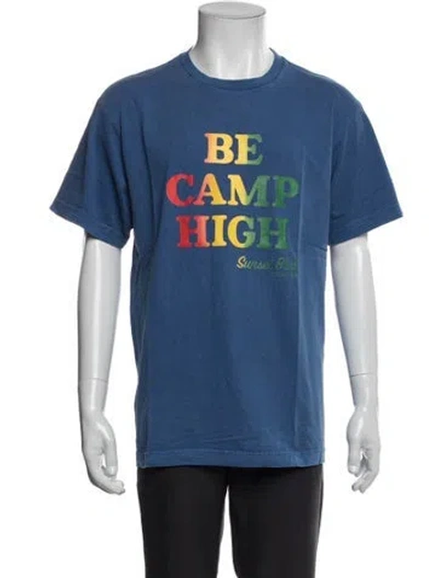 Pre-owned Camp High Graphic Print Crew Neck T-shirt In Blue