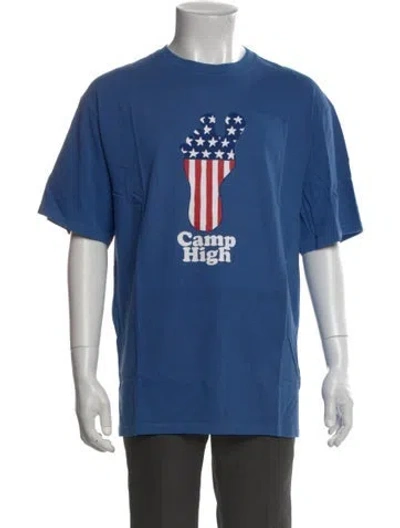 Pre-owned Camp High Graphic Print Crew Neck T-shirt In Blue