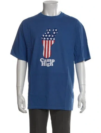 Pre-owned Camp High Graphic Print Crew Neck T-shirt In Blue