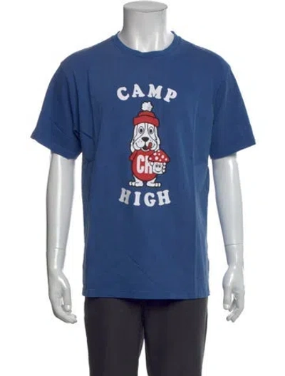 Pre-owned Camp High Graphic Print Crew Neck T-shirt In Blue