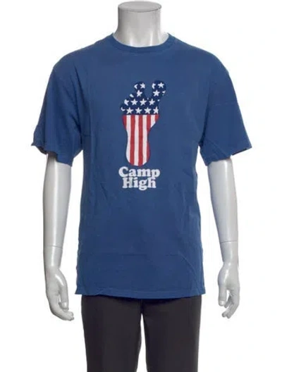 Pre-owned Camp High Graphic Print Crew Neck T-shirt In Blue