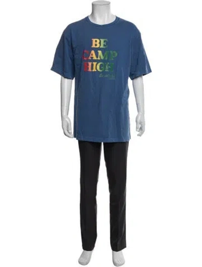 Pre-owned Camp High Graphic Print Crew Neck T-shirt In Blue