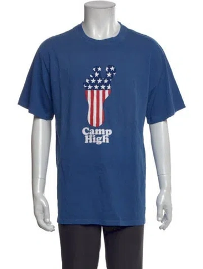 Pre-owned Camp High Graphic Print Crew Neck T-shirt In Blue