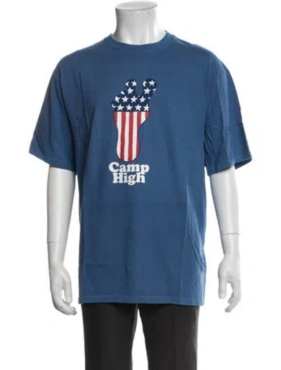 Pre-owned Camp High Graphic Print Crew Neck T-shirt In Blue
