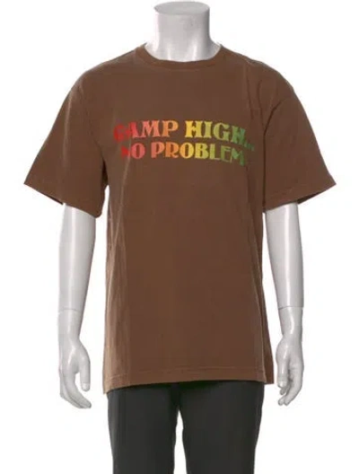 Pre-owned Camp High Graphic Print Crew Neck T-shirt In Brown