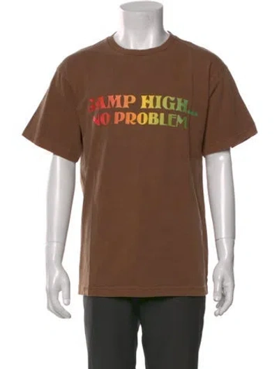 Pre-owned Camp High Graphic Print Crew Neck T-shirt In Brown