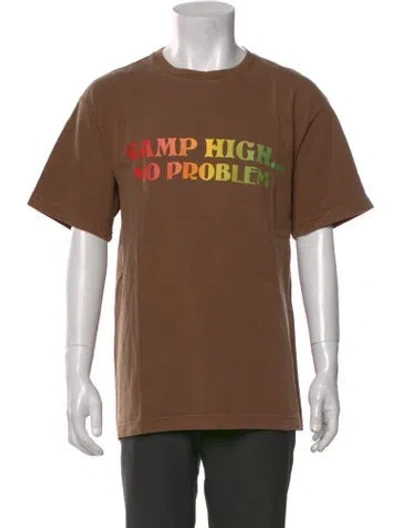 Pre-owned Camp High Graphic Print Crew Neck T-shirt In Brown