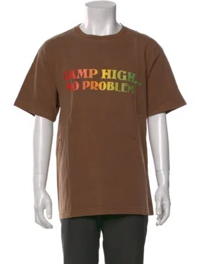 Pre-owned Camp High Graphic Print Crew Neck T-shirt In Brown
