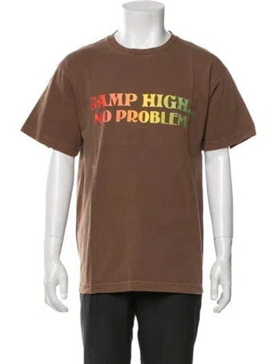 Pre-owned Camp High Graphic Print Crew Neck T-shirt In Brown