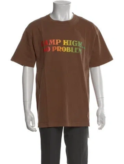 Pre-owned Camp High Graphic Print Crew Neck T-shirt In Brown