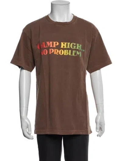 Pre-owned Camp High Graphic Print Crew Neck T-shirt In Brown