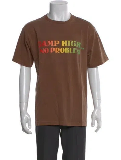 Pre-owned Camp High Graphic Print Crew Neck T-shirt In Brown