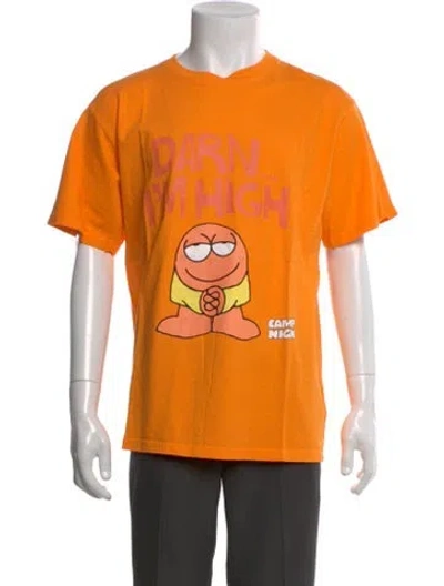 Pre-owned Camp High Graphic Print Crew Neck T-shirt In Orange
