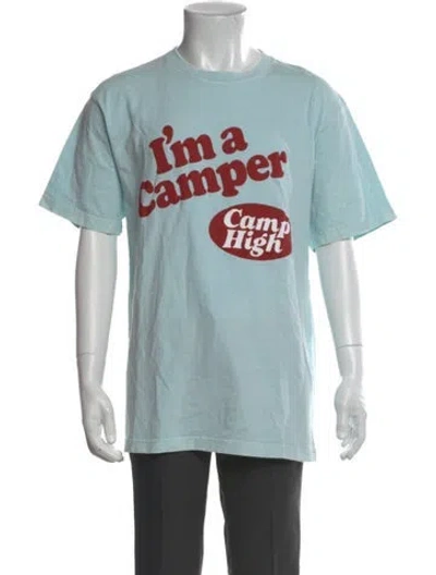 Pre-owned Camp High Graphic Print Crew Neck T-shirt W/ Tags In Blue