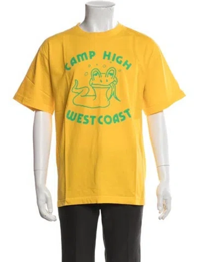 Pre-owned Camp High Graphic Print Crew Neck T-shirt In Yellow