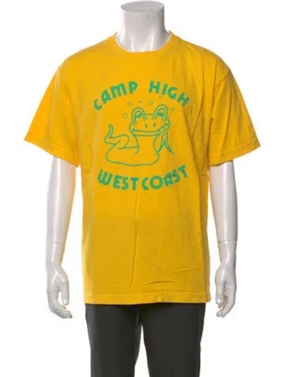 Pre-owned Camp High Graphic Print Crew Neck T-shirt In Yellow