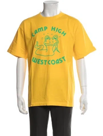 Pre-owned Camp High Graphic Print Crew Neck T-shirt In Yellow
