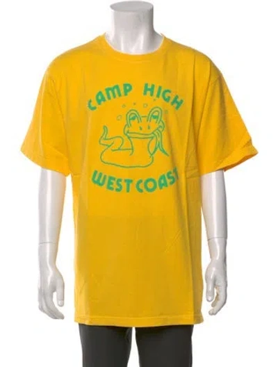 Pre-owned Camp High Graphic Print Crew Neck T-shirt In Yellow