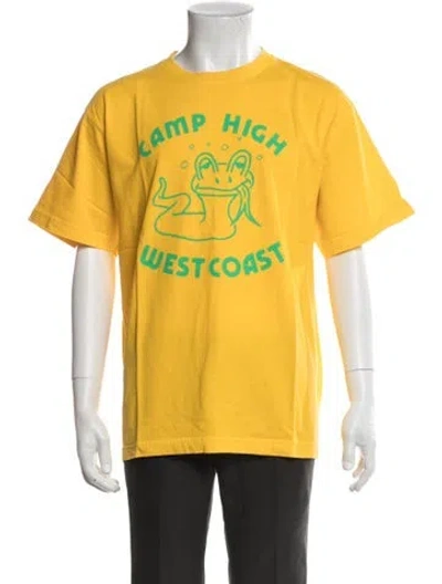 Pre-owned Camp High Graphic Print Crew Neck T-shirt In Yellow