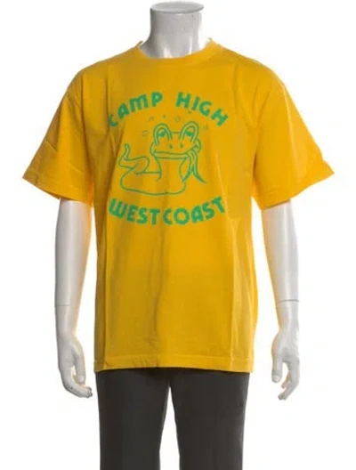 Pre-owned Camp High Graphic Print Crew Neck T-shirt In Yellow