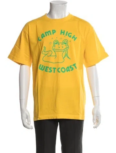 Pre-owned Camp High Graphic Print Crew Neck T-shirt In Yellow
