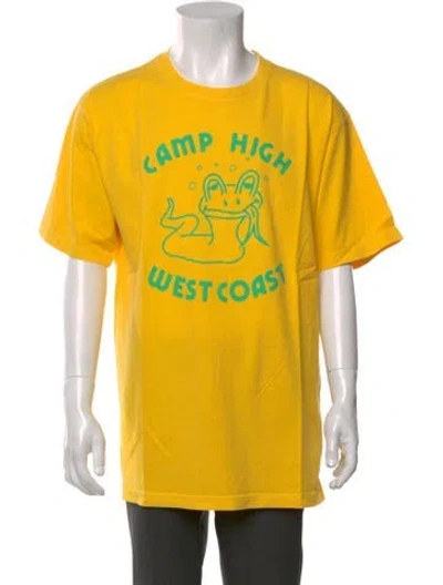 Pre-owned Camp High Graphic Print Crew Neck T-shirt In Yellow