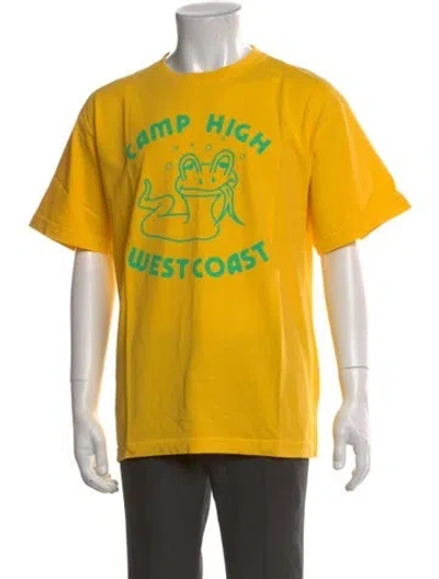 Pre-owned Camp High Graphic Print Crew Neck T-shirt In Yellow