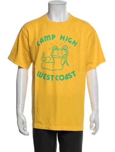 Pre-owned Camp High Graphic Print Crew Neck T-shirt In Yellow