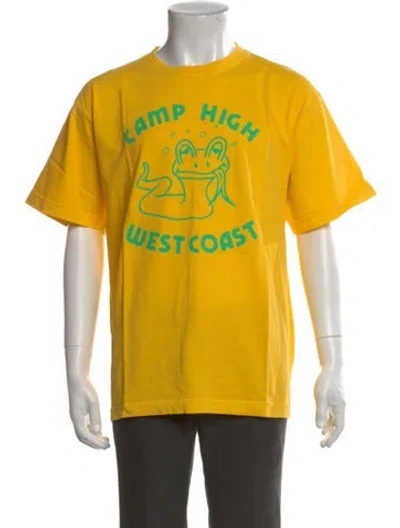 Pre-owned Camp High Graphic Print Crew Neck T-shirt In Yellow