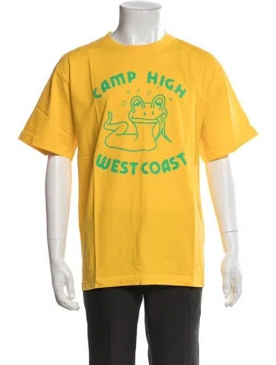 Pre-owned Camp High Graphic Print Crew Neck T-shirt In Yellow