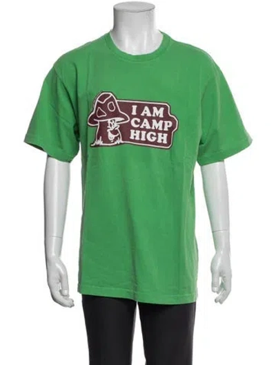 Pre-owned Camp High Graphic Print Scoop Neck T-shirt In Green