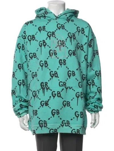 Pre-owned Camp High Printed Crew Neck Hoodie In Blue