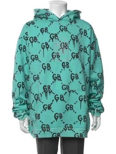 Pre-owned Camp High Printed Crew Neck Hoodie In Blue
