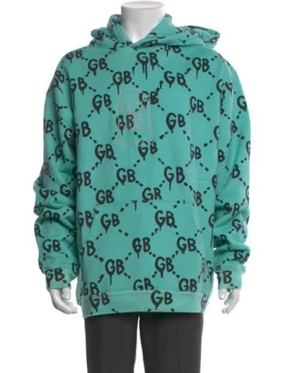 Pre-owned Camp High Printed Crew Neck Hoodie In Blue