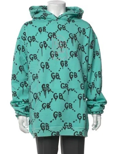 Pre-owned Camp High Printed Crew Neck Hoodie In Blue