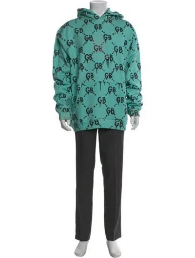 Pre-owned Camp High Printed Crew Neck Hoodie In Blue