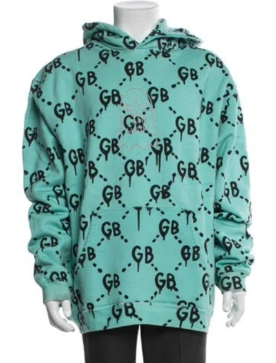 Pre-owned Camp High Printed Crew Neck Hoodie In Blue