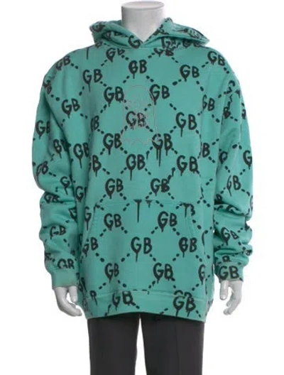 Pre-owned Camp High Printed Crew Neck Hoodie In Blue