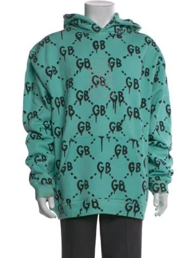 Pre-owned Camp High Printed Crew Neck Hoodie In Blue