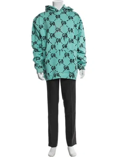 Pre-owned Camp High Printed Crew Neck Hoodie In Blue