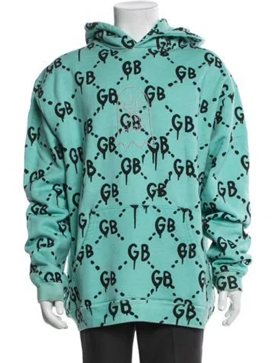Pre-owned Camp High Printed Crew Neck Hoodie In Blue