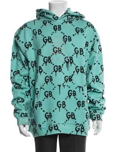 Pre-owned Camp High Printed Crew Neck Hoodie In Blue