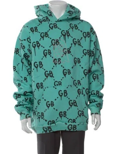 Pre-owned Camp High Printed Crew Neck Hoodie In Blue