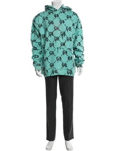 Pre-owned Camp High Printed Crew Neck Hoodie In Blue